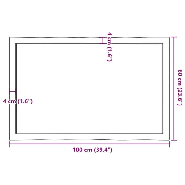 vidaXL Bordsskiva ljusbrun 100x60x(2-4) cm massivt trä levande kant