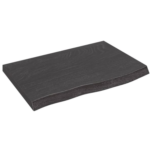 vidaXL Bordplate mørkebrun 60x40x(2-4) cm behandlet heltre eik