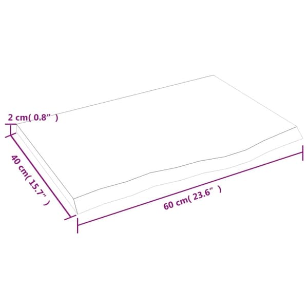vidaXL Bordplate 60x40x2 cm ubehandlet heltre eik