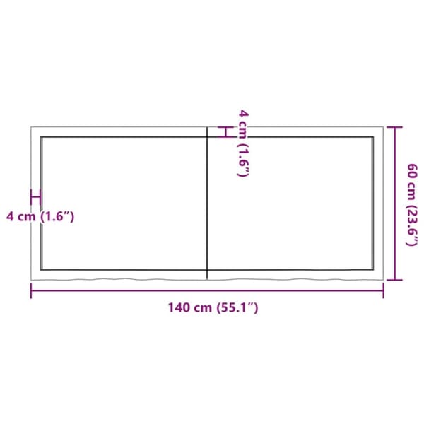 vidaXL bordplade 140x60x(2-6) cm ubehandlet massivt egetræ
