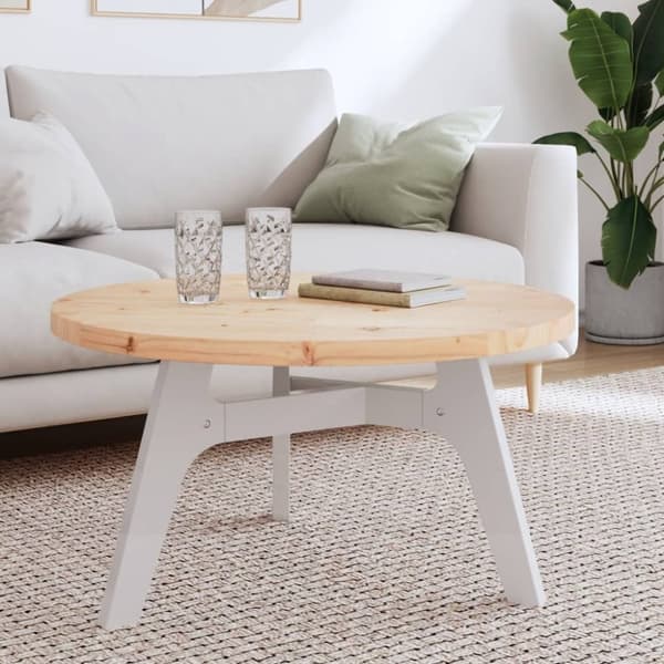 vidaXL bordplade Ø80x3 cm rundt massivt fyrretræ