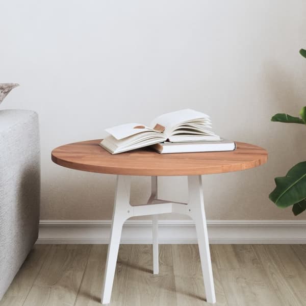 vidaXL Bordplate Ø50x1,5 cm rund heltre bøketre