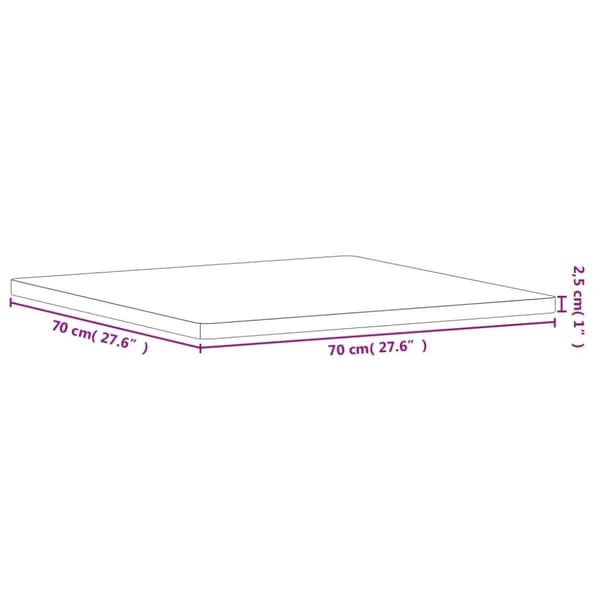 vidaXL bordplade 70x70x2,5 cm firkantet massivt bøgetræ