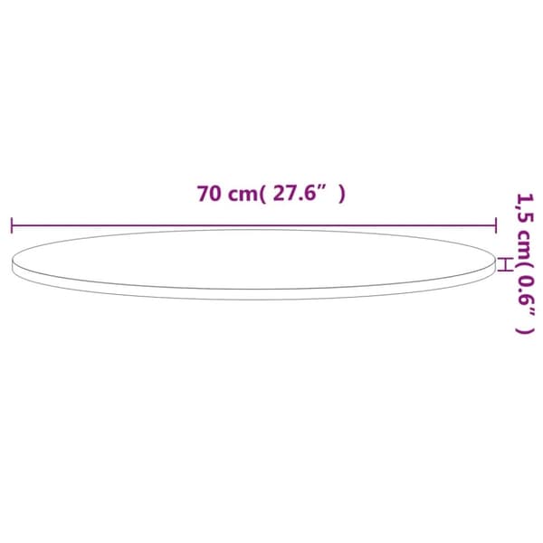 vidaXL Bordplate Ø70x1,5 cm rund heltre bøketre