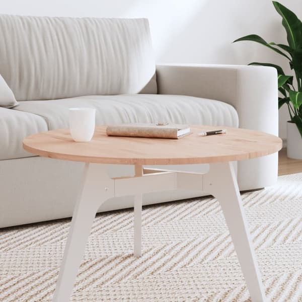vidaXL Bordplate Ø70x1,5 cm rund heltre bøketre