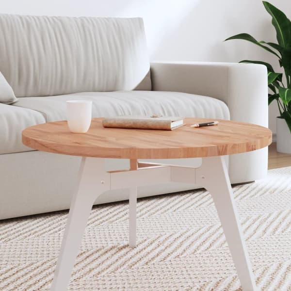 vidaXL Bordplate Ø70x2,5 cm rund heltre bøketre