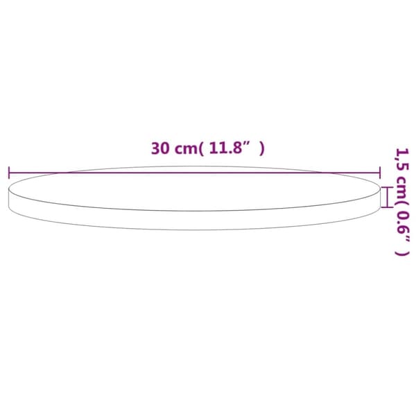 vidaXL Bordplate Ø30x1,5 cm rund heltre bøketre