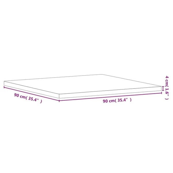 vidaXL Bordsskiva 90x90x4 cm fyrkantig massivt bokträ