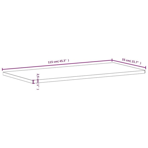 vidaXL Bordplate 115x55x2,5 cm heltre bøketre