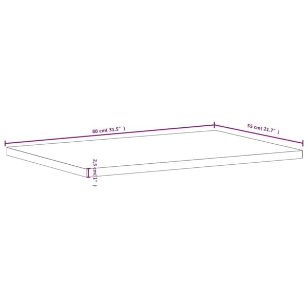vidaXL Pöytälevy 80x55x2,5 cm täysi pyökki