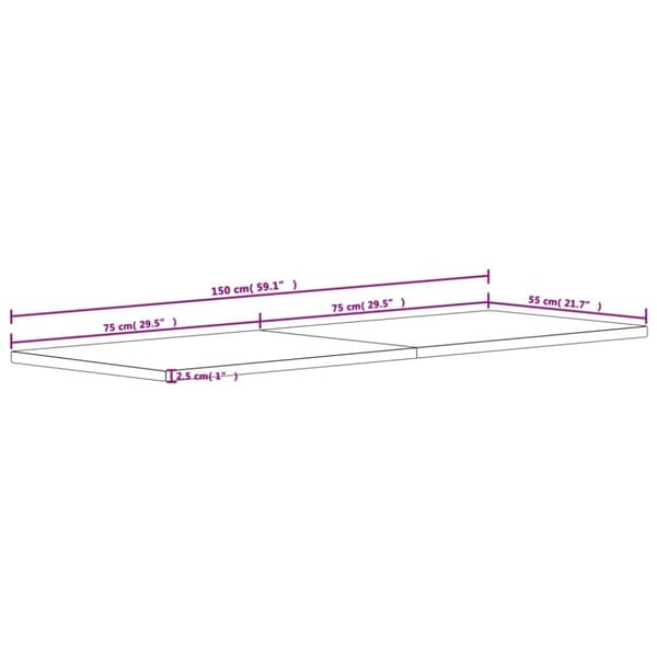 vidaXL skrivebordsplade 150x55x2,5 cm massivt bøgetræ