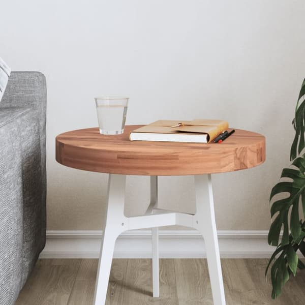 vidaXL bordplade Ø40x4 cm rund massivt bøgetræ