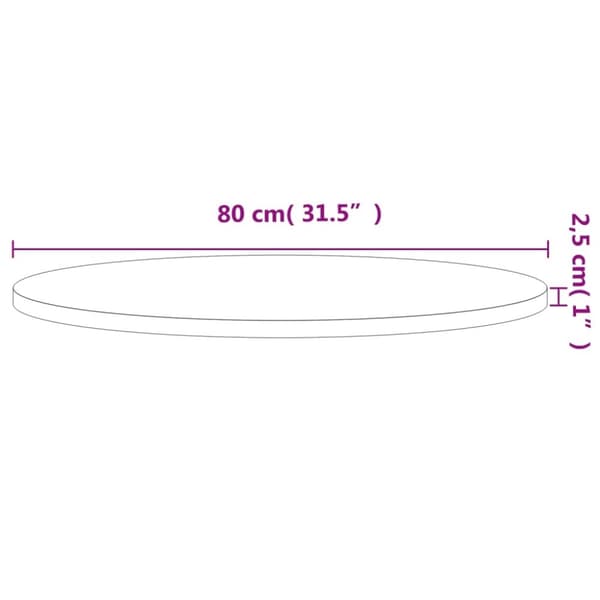 vidaXL Bordplate Ø80x2,5 cm rund heltre bøketre