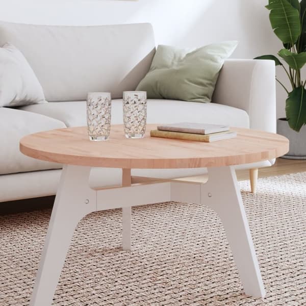 vidaXL Bordplate Ø80x2,5 cm rund heltre bøketre