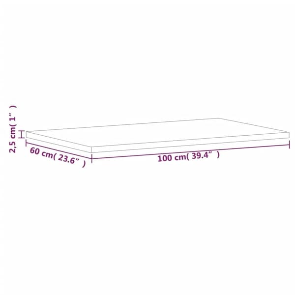 vidaXL Pöytälevy 100x60x2,5 cm suorakaide täysi pyökki