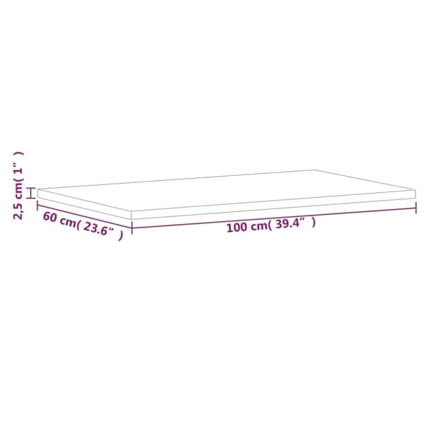vidaXL Pöytälevy 100x60x2,5 cm suorakaide täysi pyökki