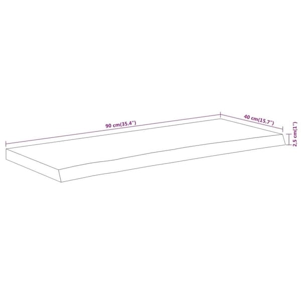 vidaXL Pöytälevy 90x40x2,5 cm suorakaide täysi akasiapuu elävä reuna