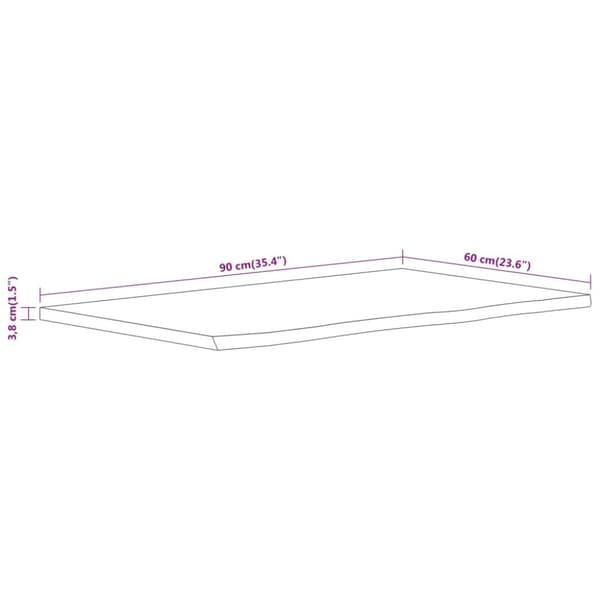 vidaXL Bänkskiva för badrum 90x60x3,8 cm rektangulär massiv akacia