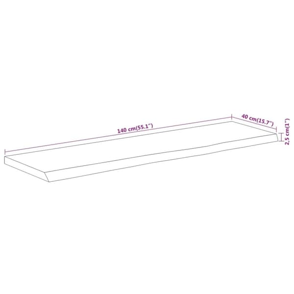 vidaXL Bordsskiva 140x40x2,5 cm rektangulär massiv akacia rustik kant
