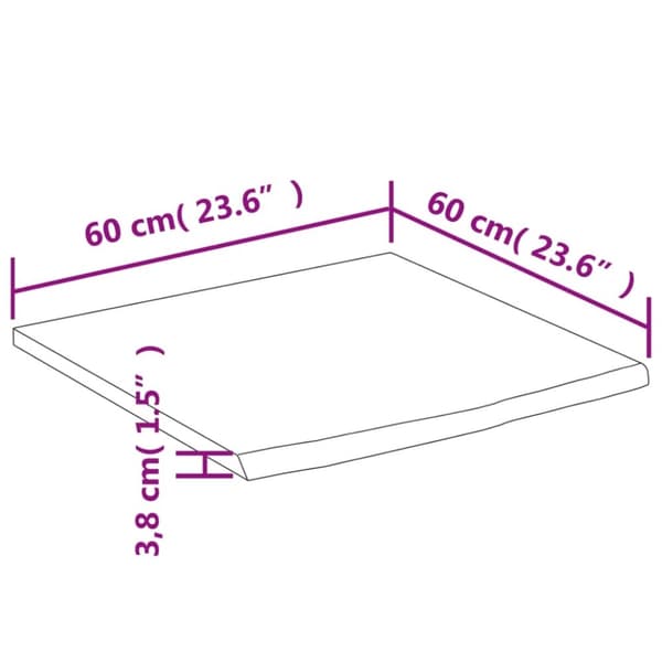 vidaXL bordplade til badeværelse 60x60x3,8 cm firkantet akacietræ