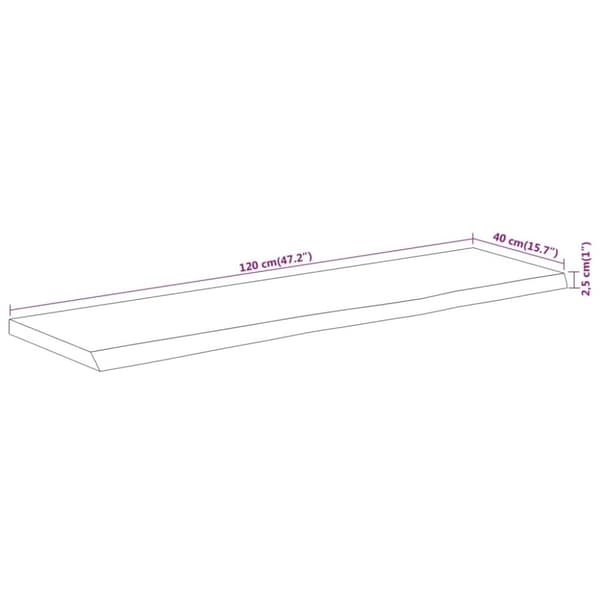 vidaXL Pöytälevy 120x40x2,5 cm suorakaide täysi akasiapuu elävä reuna