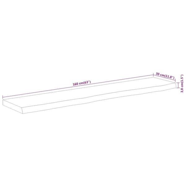 vidaXL Pöytälevy 160x30x3,8 cm suorakaide täysi akasiapuu elävä reuna
