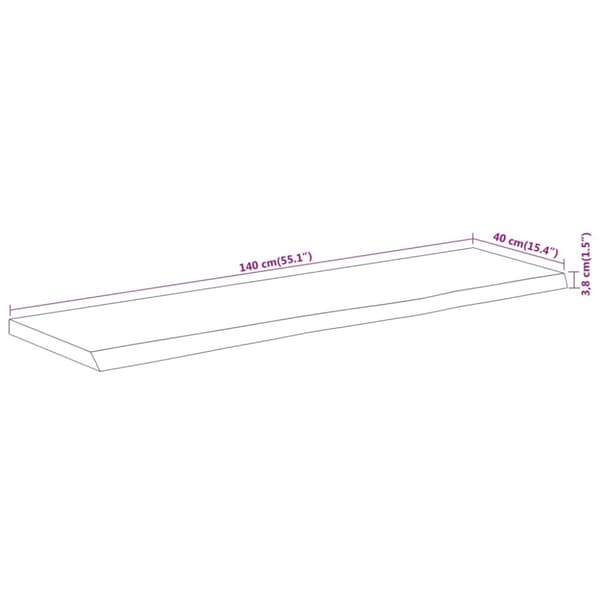 vidaXL Pöytälevy 140x40x3,8 cm suorakaide täysi akasiapuu elävä reuna