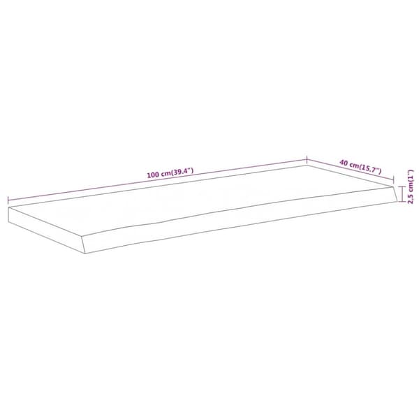 vidaXL Bordsskiva 100x40x2,5 cm rektangulär massiv akacia rustik kant