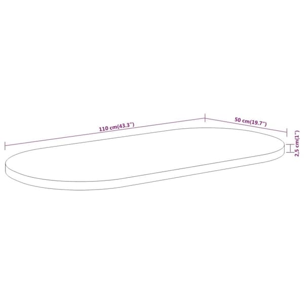 vidaXL Bordplate 110x50x2,5 cm oval heltre akasie