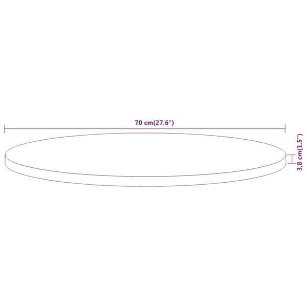 vidaXL Bordplate Ø70x3,8 cm rund heltre akasie