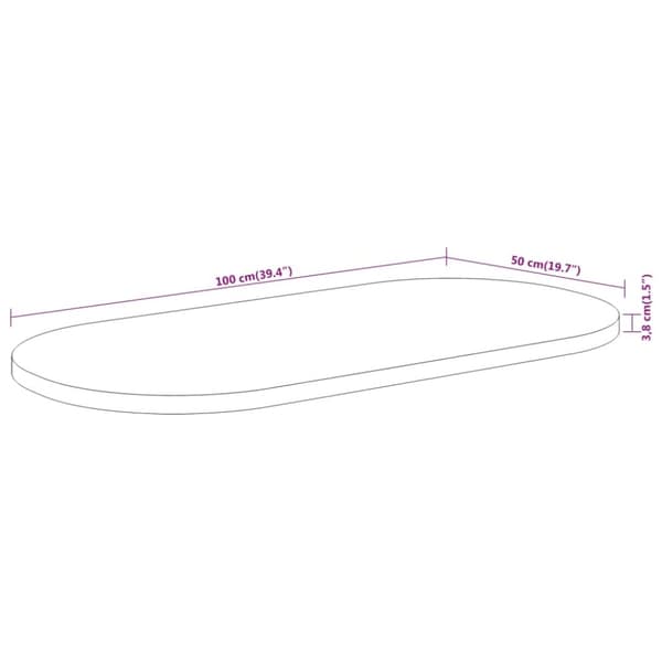 vidaXL Bordplate 100x50x3,8 cm oval heltre akasie