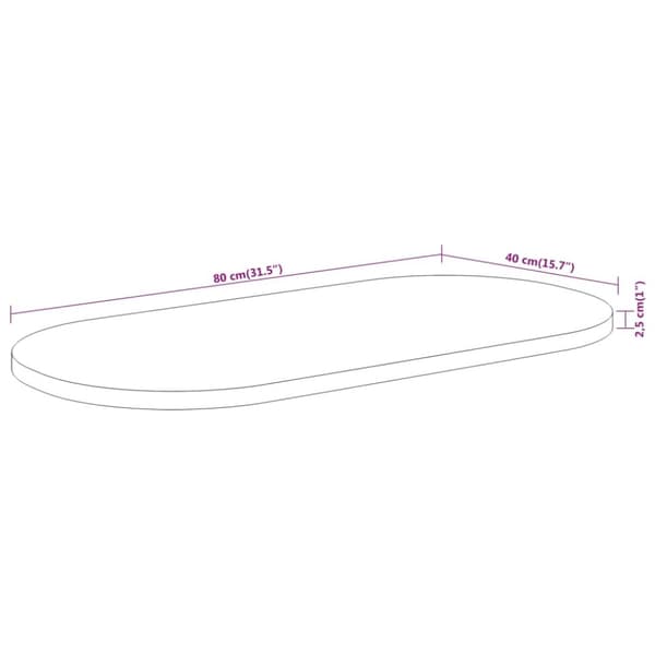 vidaXL Pöytälevy 80x40x2,5 cm ovaali täysi akasiapuu