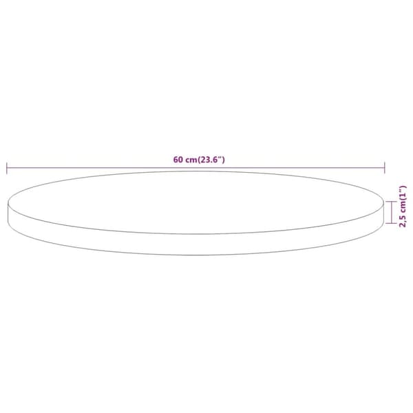 vidaXL Pöytälevy Ø60x2,5 cm pyöreä täysi akasiapuu