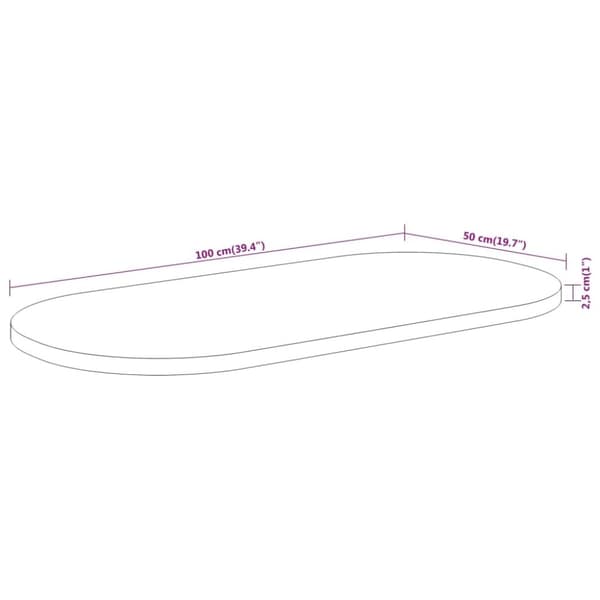 vidaXL Pöytälevy 100x50x2,5 cm ovaali täysi akasiapuu