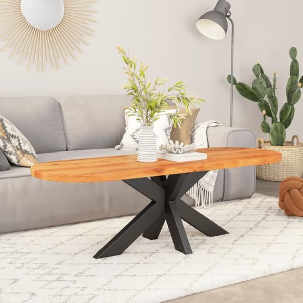 vidaXL Pöytälevy 100x50x2,5 cm ovaali täysi akasiapuu