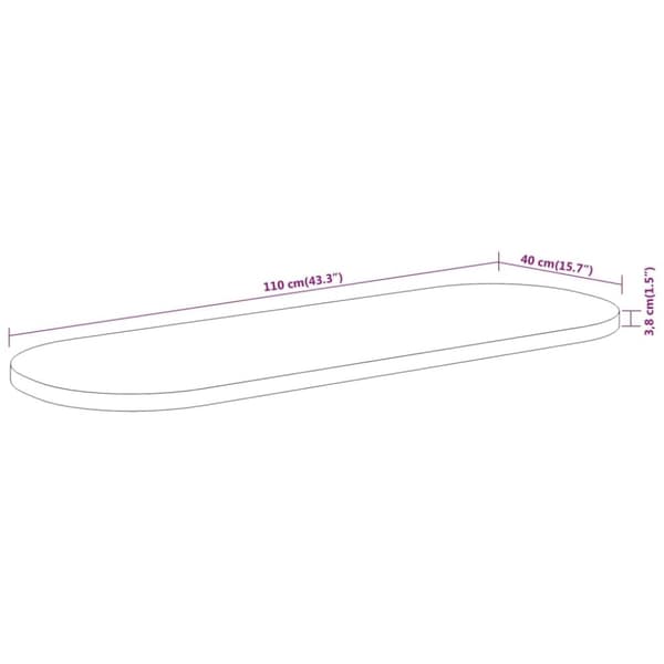 vidaXL Pöytälevy 110x40x3,8 cm ovaali täysi akasiapuu