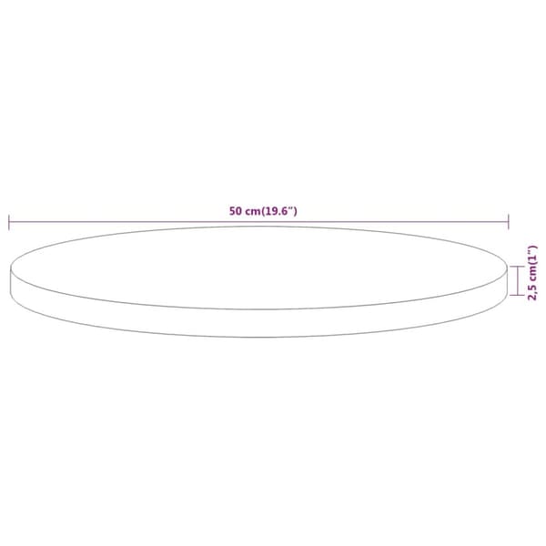 vidaXL Bordsskiva Ø50x2,5 cm rund massivt akaciaträ