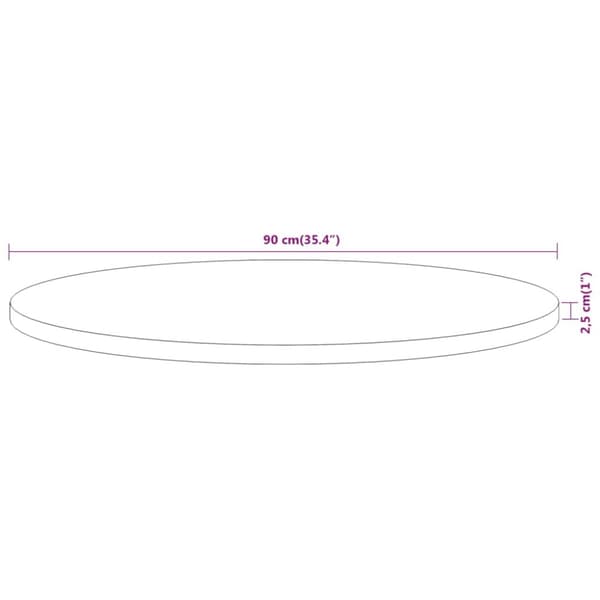 vidaXL Bordsskiva Ø90x2,5 cm rund massivt akaciaträ