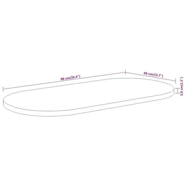 vidaXL bordplade 90x40x3,8 cm oval massivt akacietræ