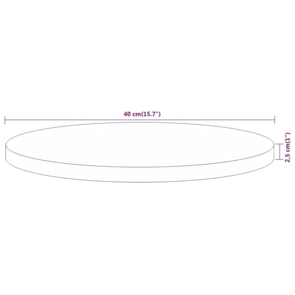 vidaXL Bordplate Ø40x2,5 cm rund heltre akasie