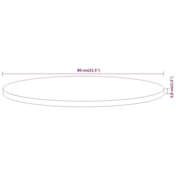 vidaXL Bordplate Ø80x3,8 cm rund heltre akasie