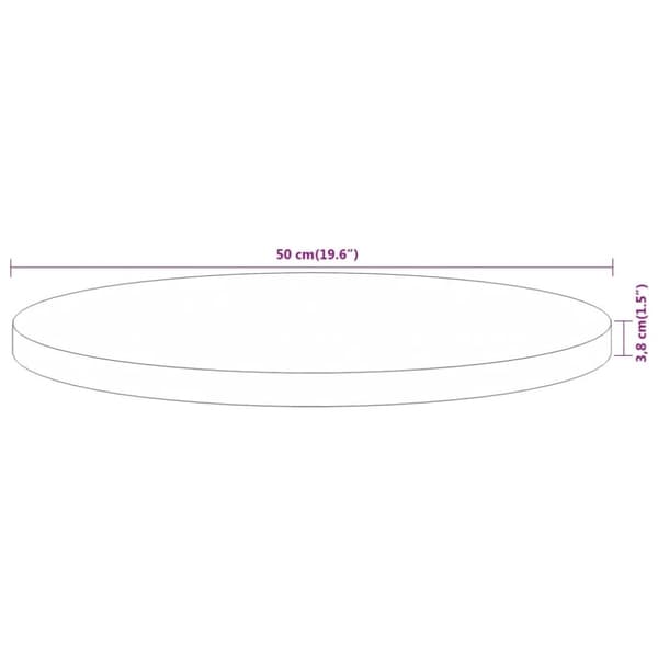 vidaXL Bordplate Ø50x3,8 cm rund heltre akasie