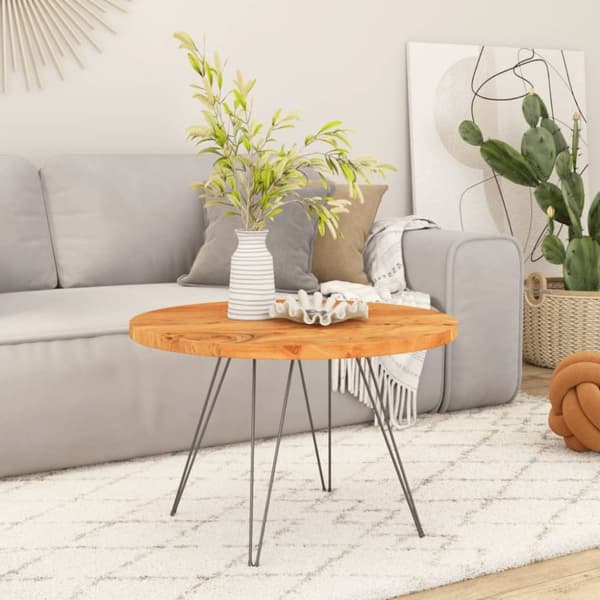 vidaXL Bordplate Ø50x3,8 cm rund heltre akasie