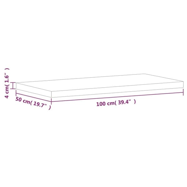 bordplade 100x50x4 cm rektangulær massivt bøgetræ