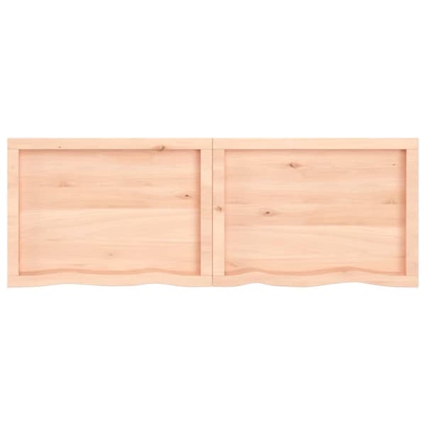 bordplade til badeværelse 140x50x(2-4)cm massivt træ ubehandlet