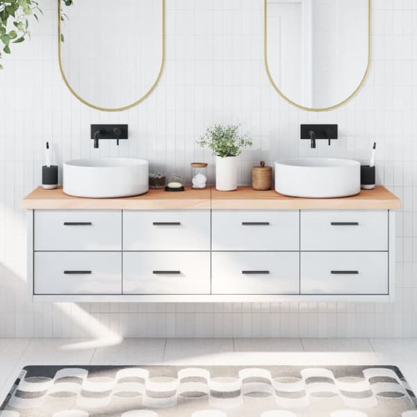 bordplade til badeværelse 180x60x(2-6)cm massivt træ ubehandlet