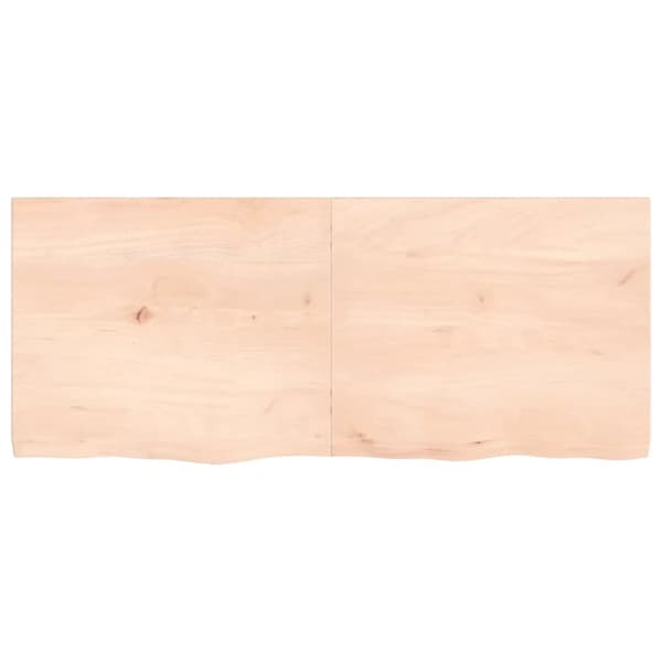 bordplade til badeværelse 120x50x(2-4)cm massivt træ ubehandlet