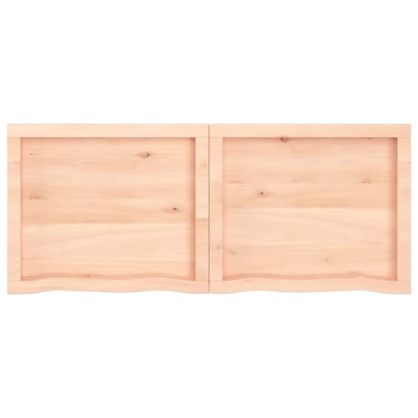 bordplade til badeværelse 120x50x(2-4)cm massivt træ ubehandlet