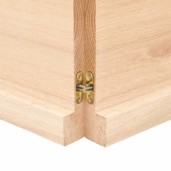bordplade til badeværelse 120x50x(2-4)cm massivt træ ubehandlet