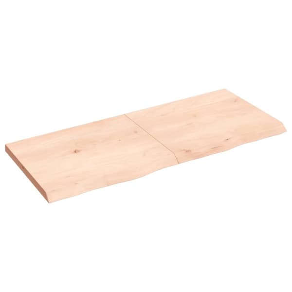 bordplade til badeværelse 120x50x(2-4)cm massivt træ ubehandlet